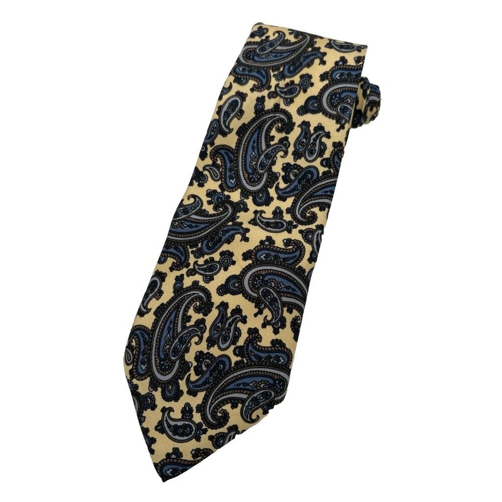 Burberrys 100% Silk Luxury Necktie Paisley Multicolor Made England Designer GUC